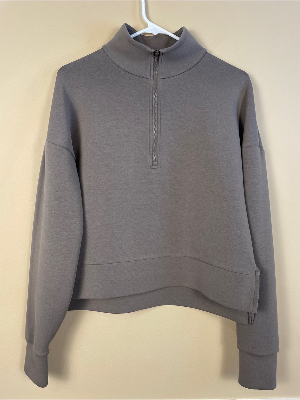 Calia Women's Gray Scuba Half-Zip Athleisure Hi-Low Mock Neck Sweatshirt
